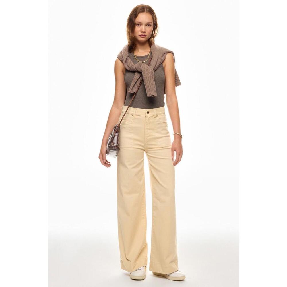 DL1961 Off-White Hepburn Wide Leg Jeans Size 27 with Small Stain